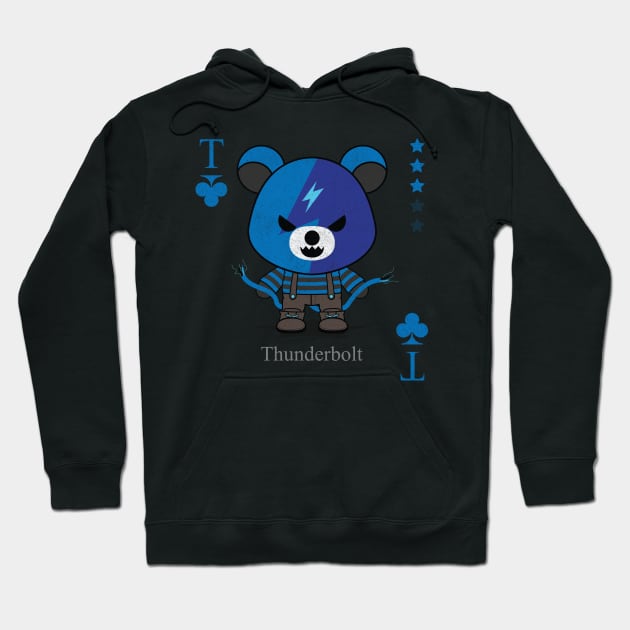 Thunderbolt Evil bear holding electric shock cute scary cool Halloween card Nightmare Birthday Hoodie by ACDC Animal Cool Dark Cute
